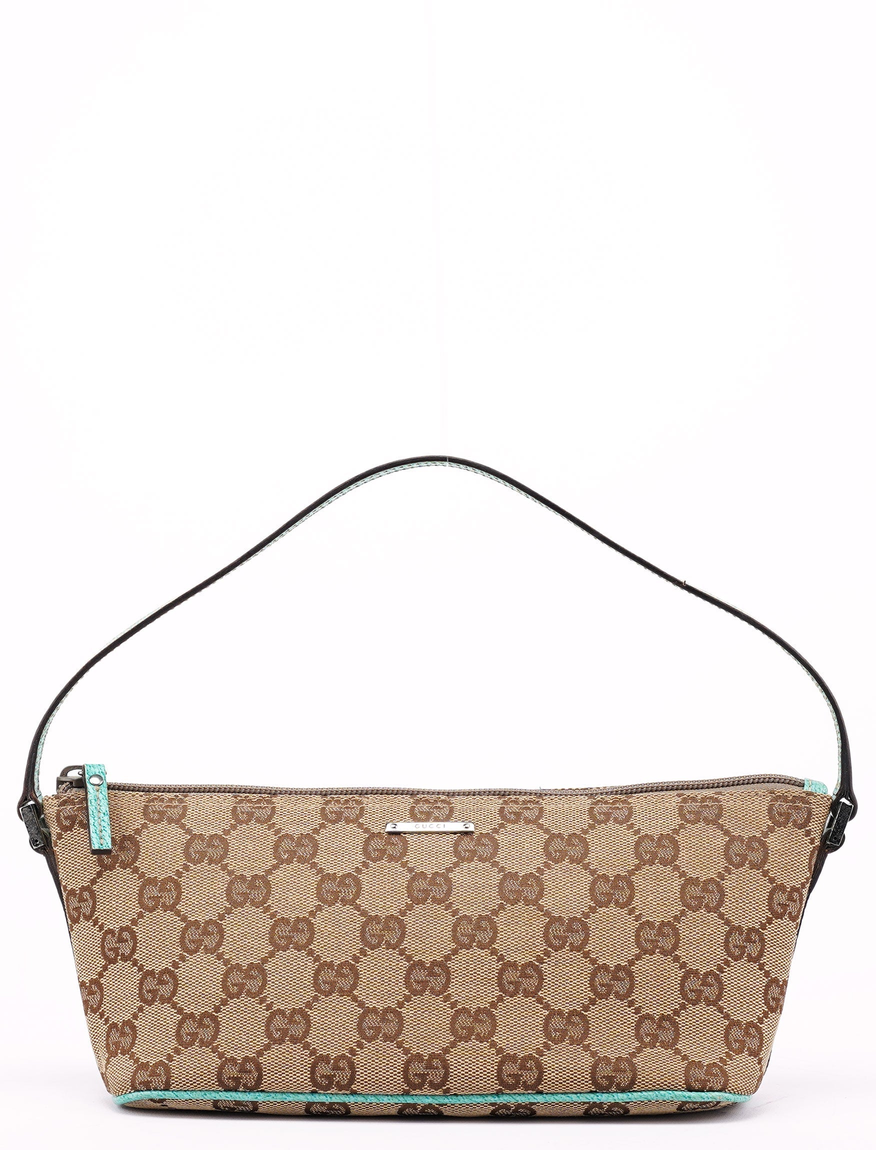 07198 Beige Turquoise GG Boat Pochette