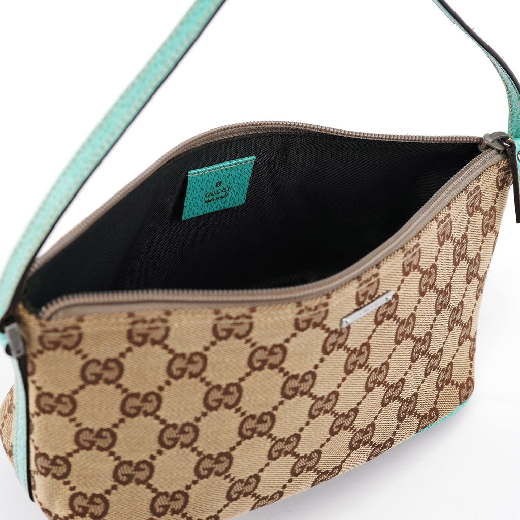 07198 Beige Turquoise GG Boat Pochette