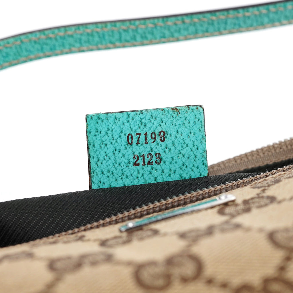 07198 Beige Turquoise GG Boat Pochette