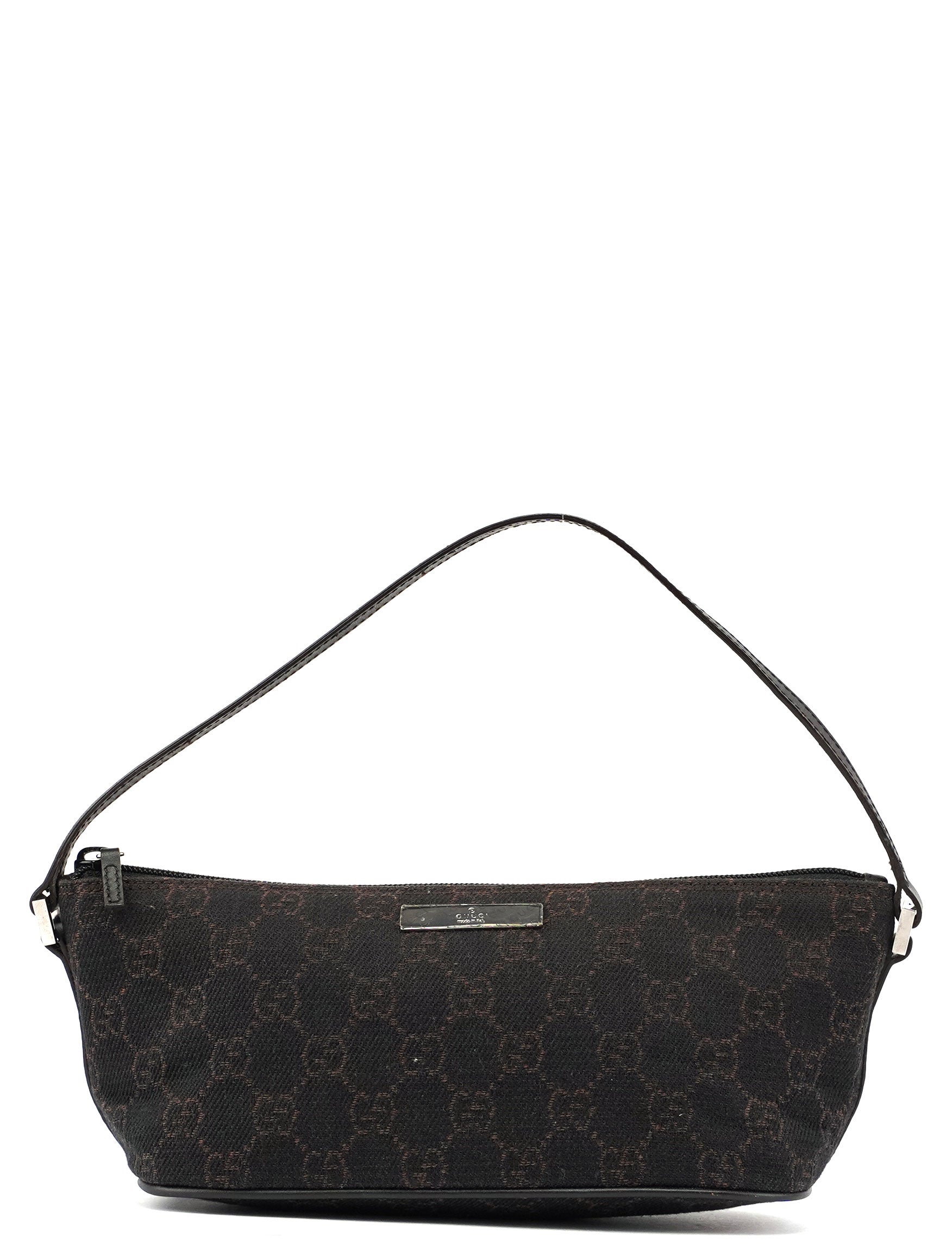 07198 Brown Wool GG Boat Pochete