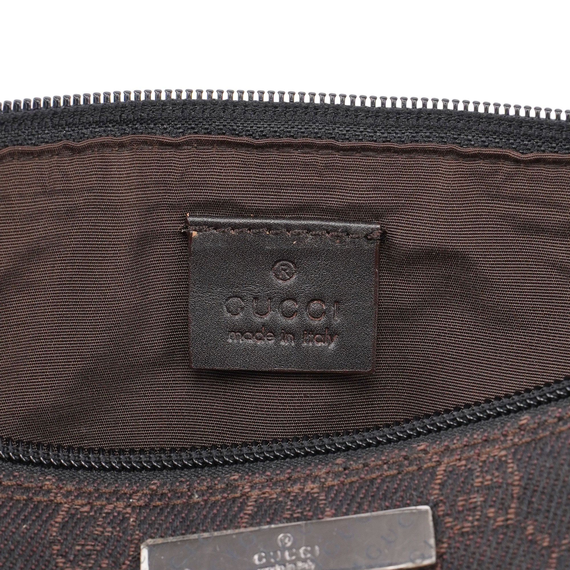 07198 Brown Wool GG Boat Pochete