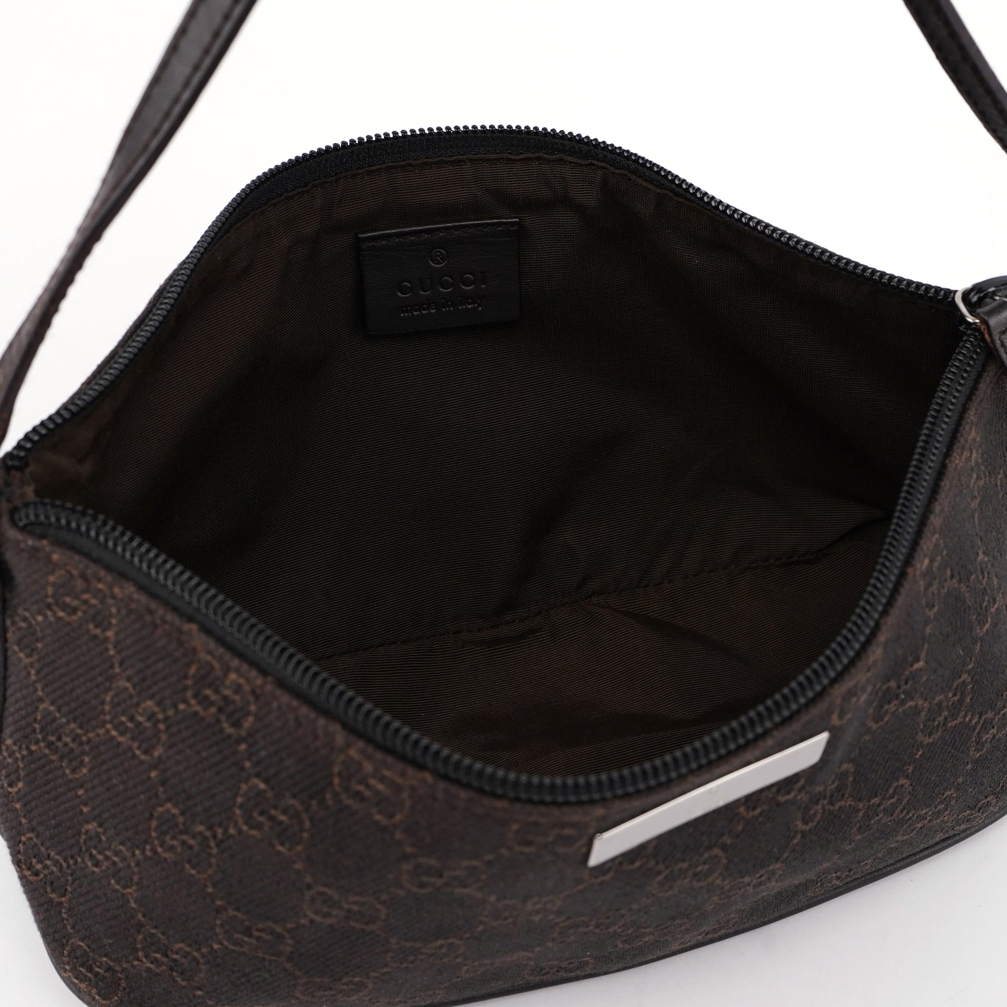 07198 Brown Wool GG Boat Pochette