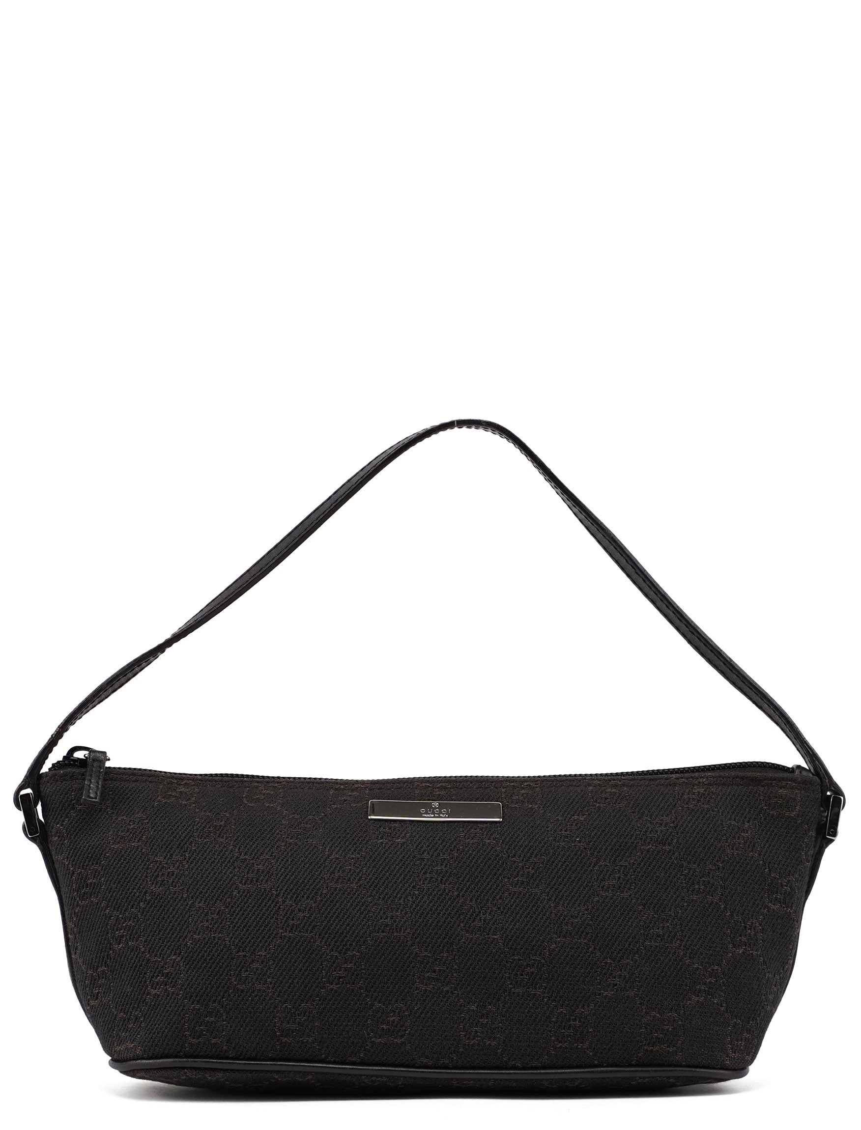 07198 Brown Wool GG Boat Pochette