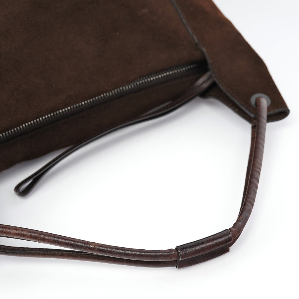 101292 Brown Suede Hobo Shoulder Bag