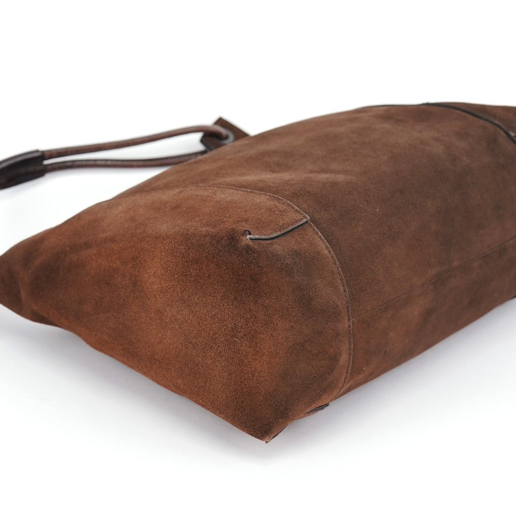 101292 Brown Suede Hobo Shoulder Bag