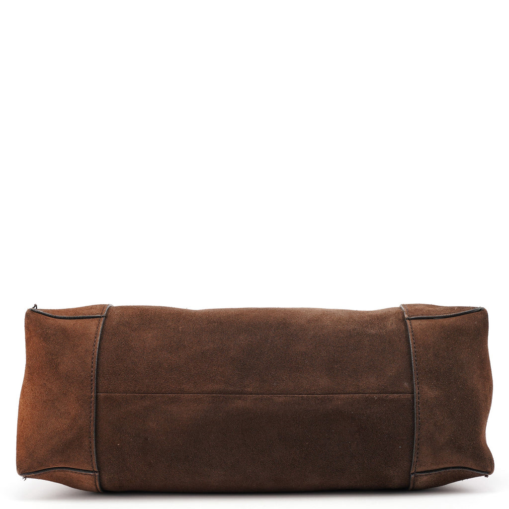 101292 Brown Suede Hobo Shoulder Bag