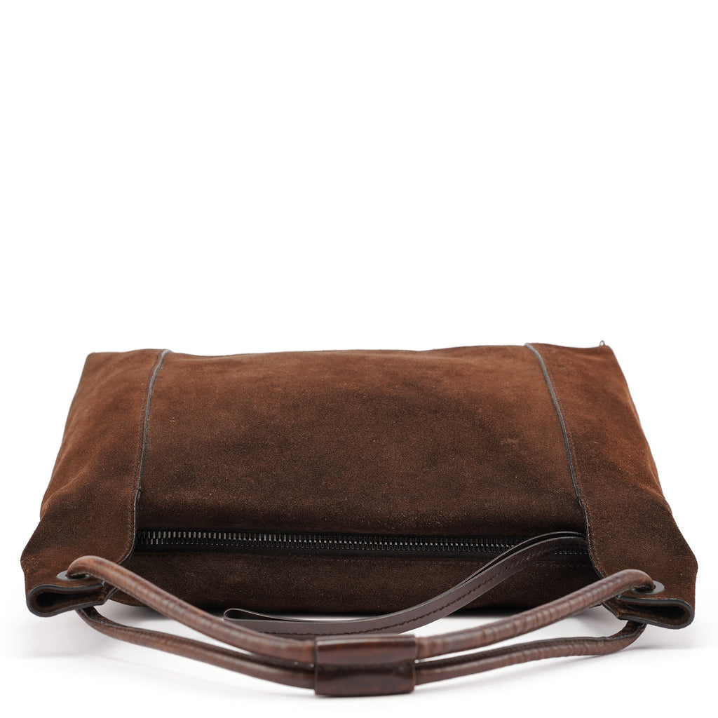 101292 Brown Suede Hobo Shoulder Bag