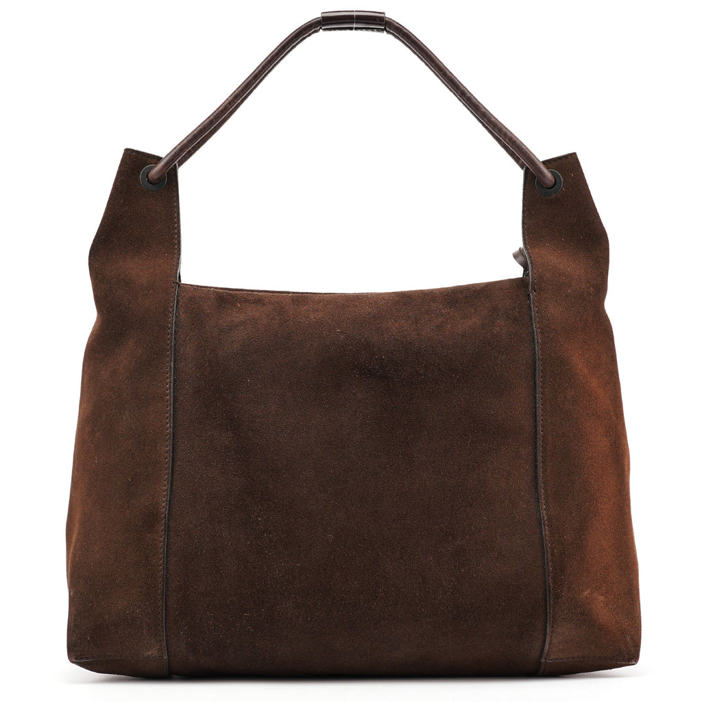 101292 Brown Suede Hobo Shoulder Bag
