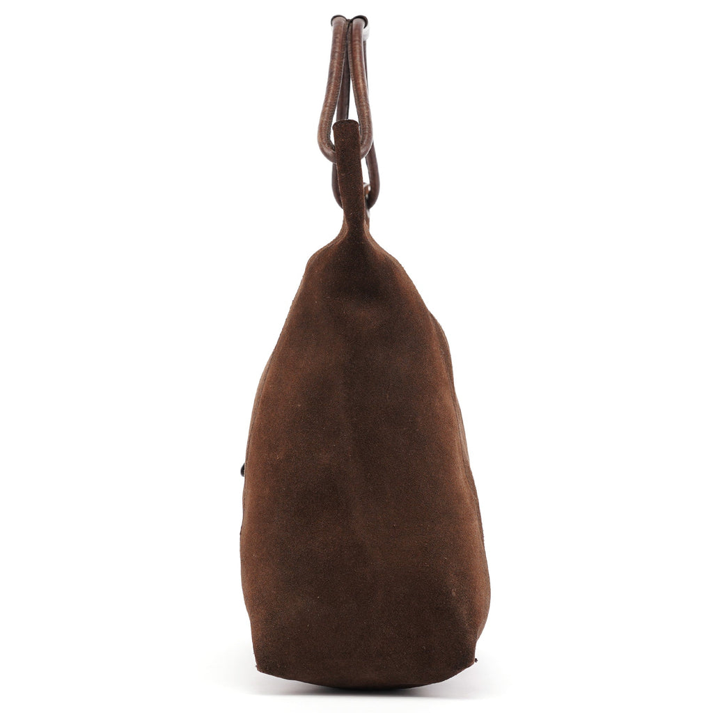 101292 Brown Suede Hobo Shoulder Bag