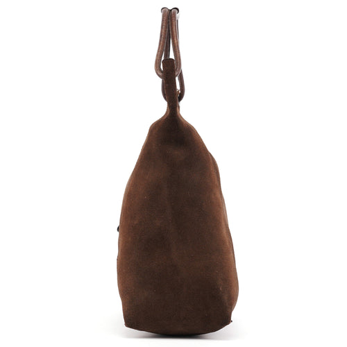 101292 Brown Suede Hobo Shoulder Bag