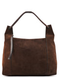 101292 Brown Suede Hobo Shoulder Bag