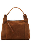 101292 Brown Suede Hobo Shoulder Bag
