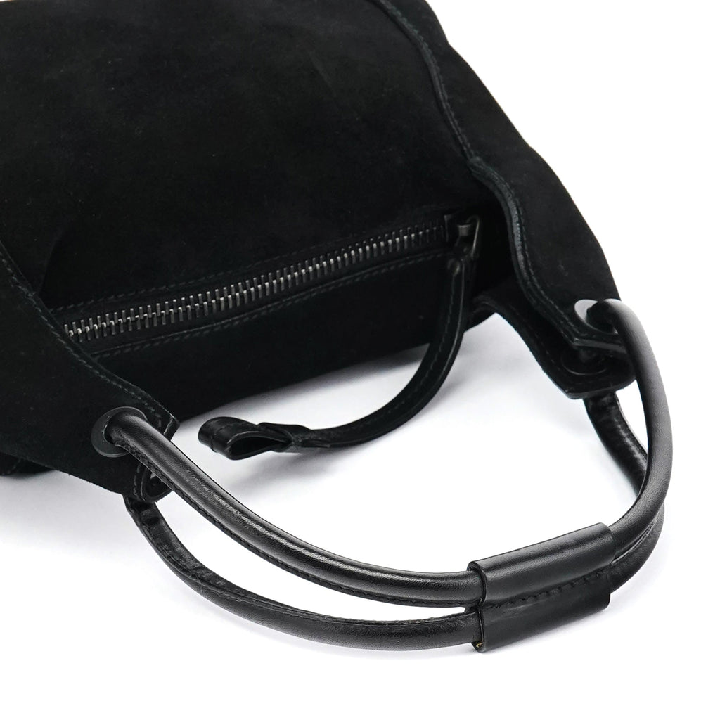 101333 Black Suede Hobo Shoulder Bag