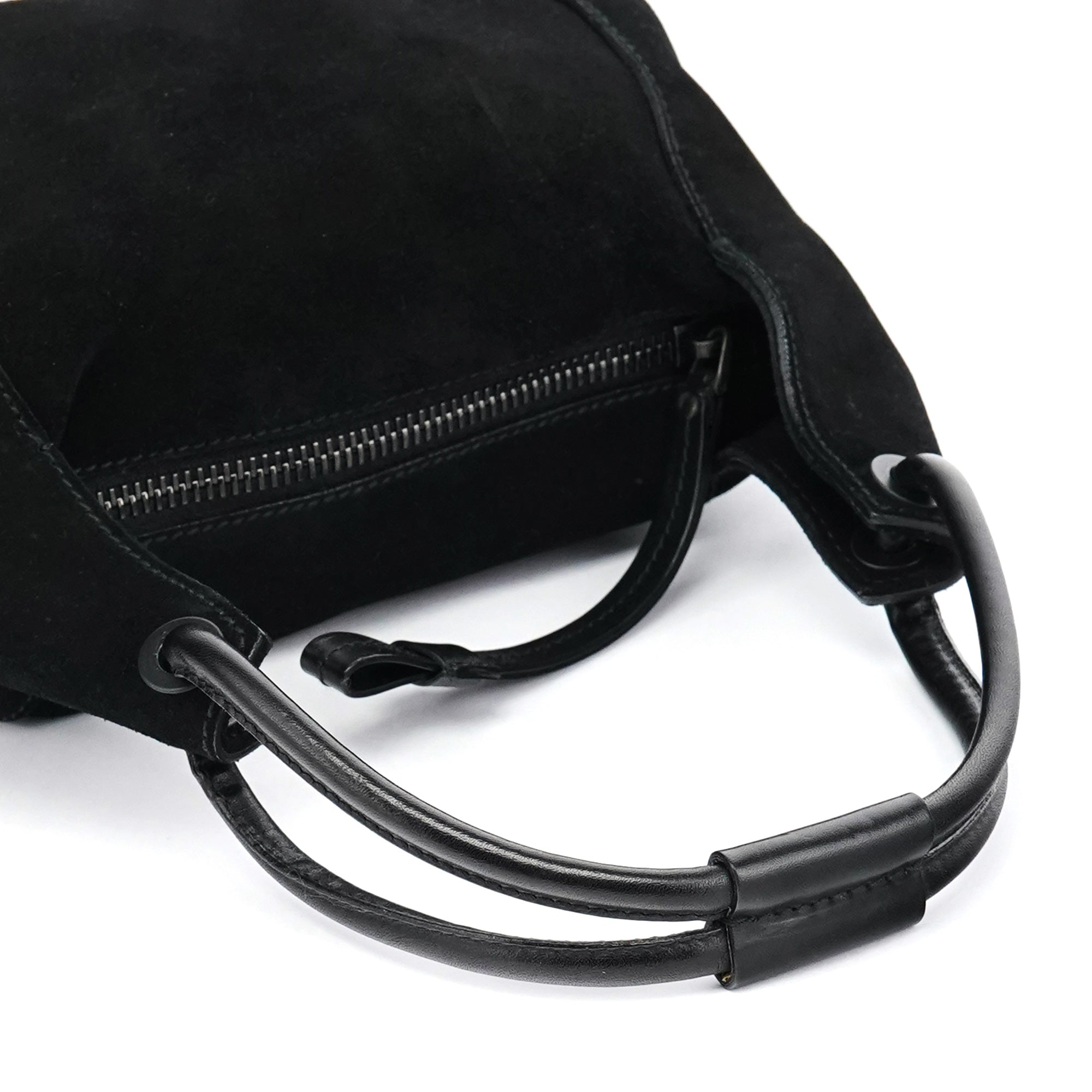 101333 Black Suede Hobo Shoulder Bag
