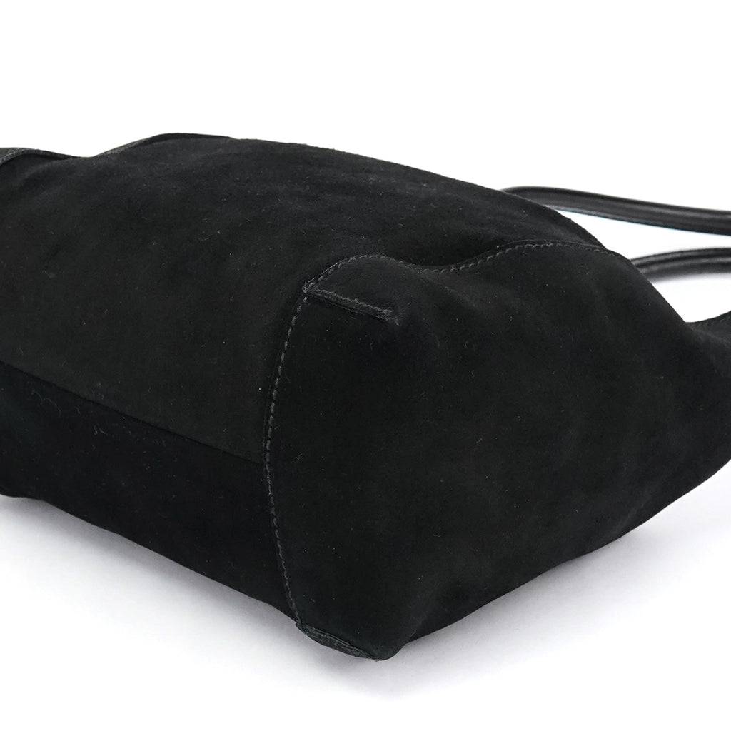 101333 Black Suede Hobo Shoulder Bag