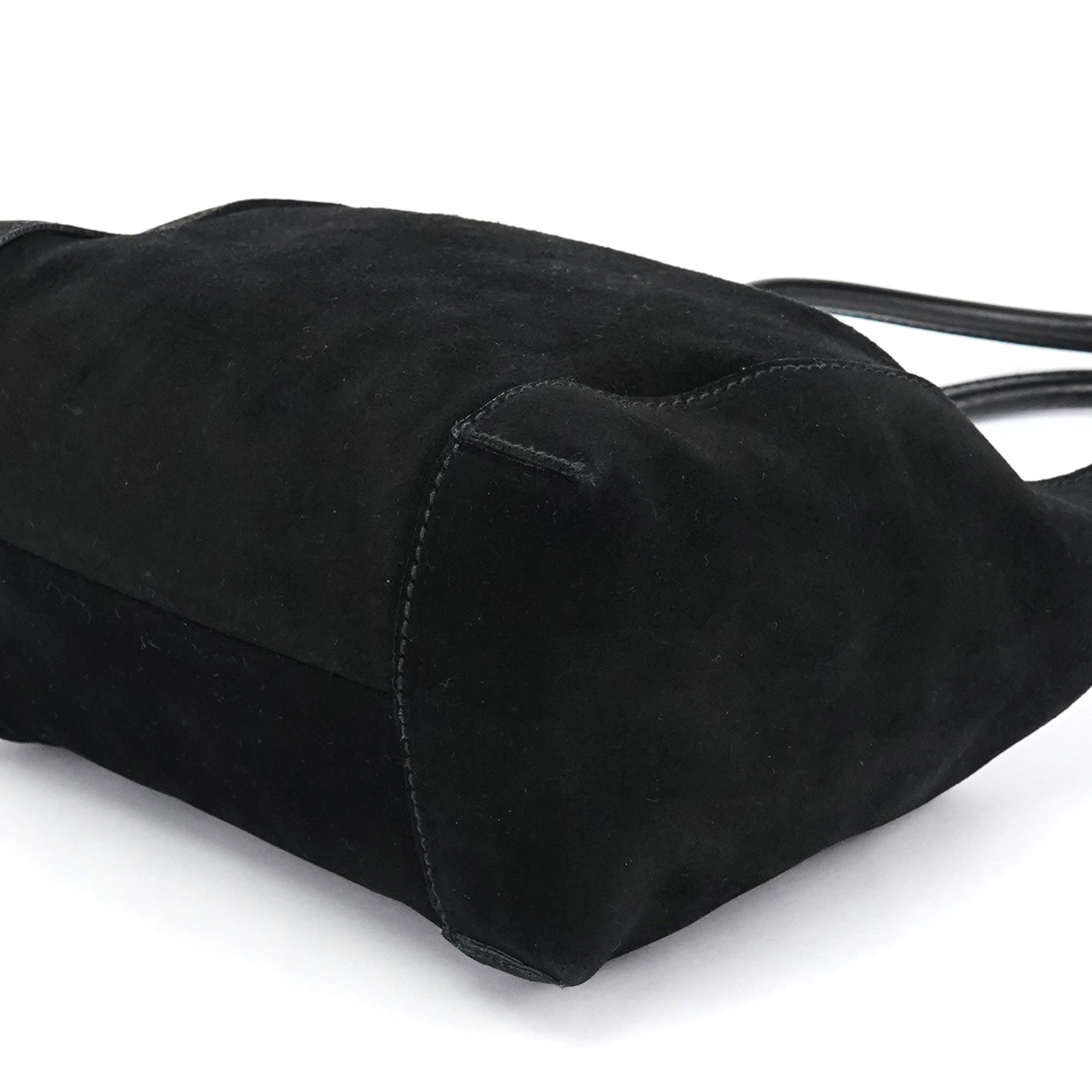 101333 Black Suede Hobo Shoulder Bag