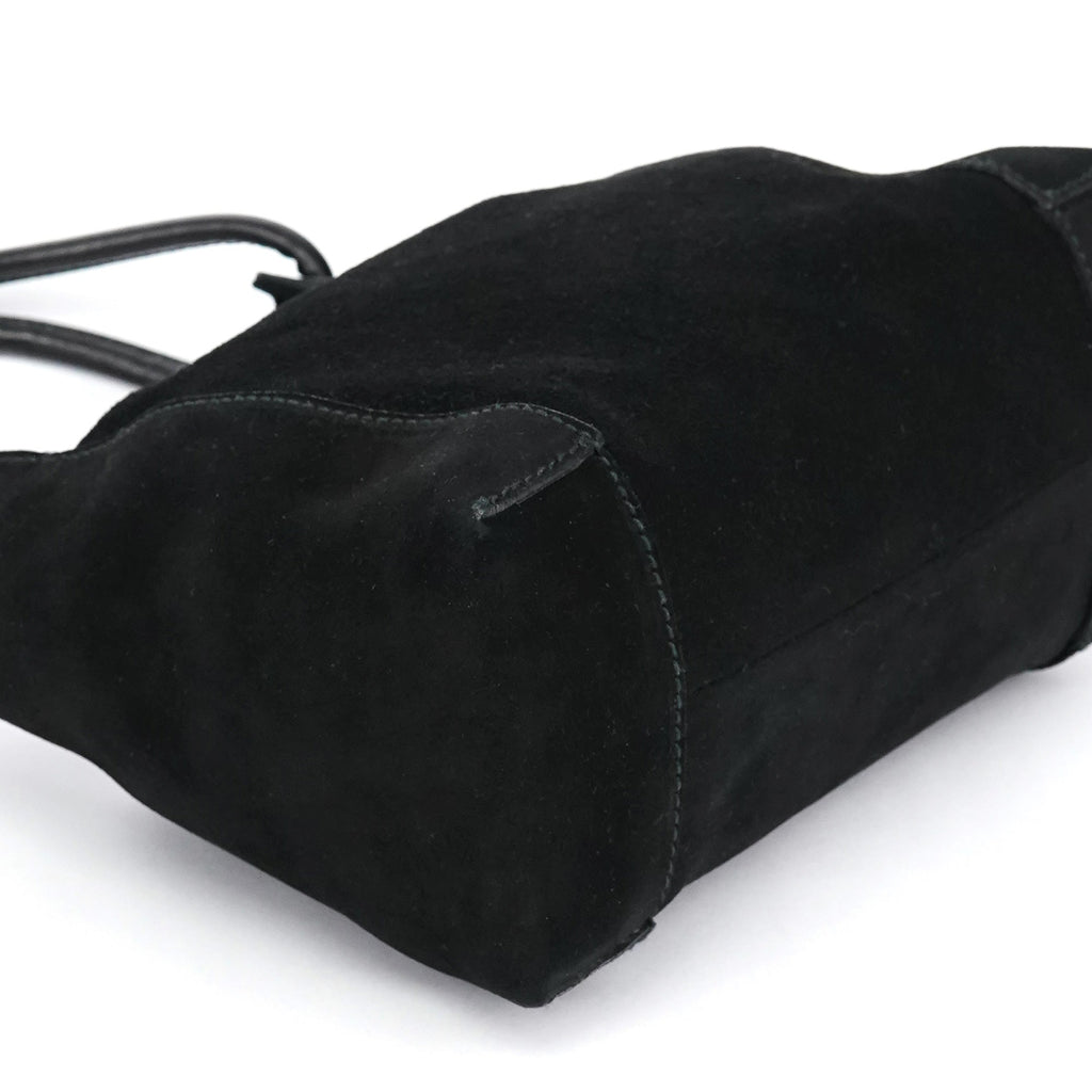 101333 Black Suede Hobo Shoulder Bag