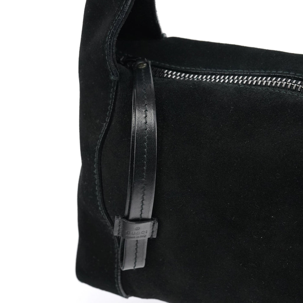 101333 Black Suede Hobo Shoulder Bag