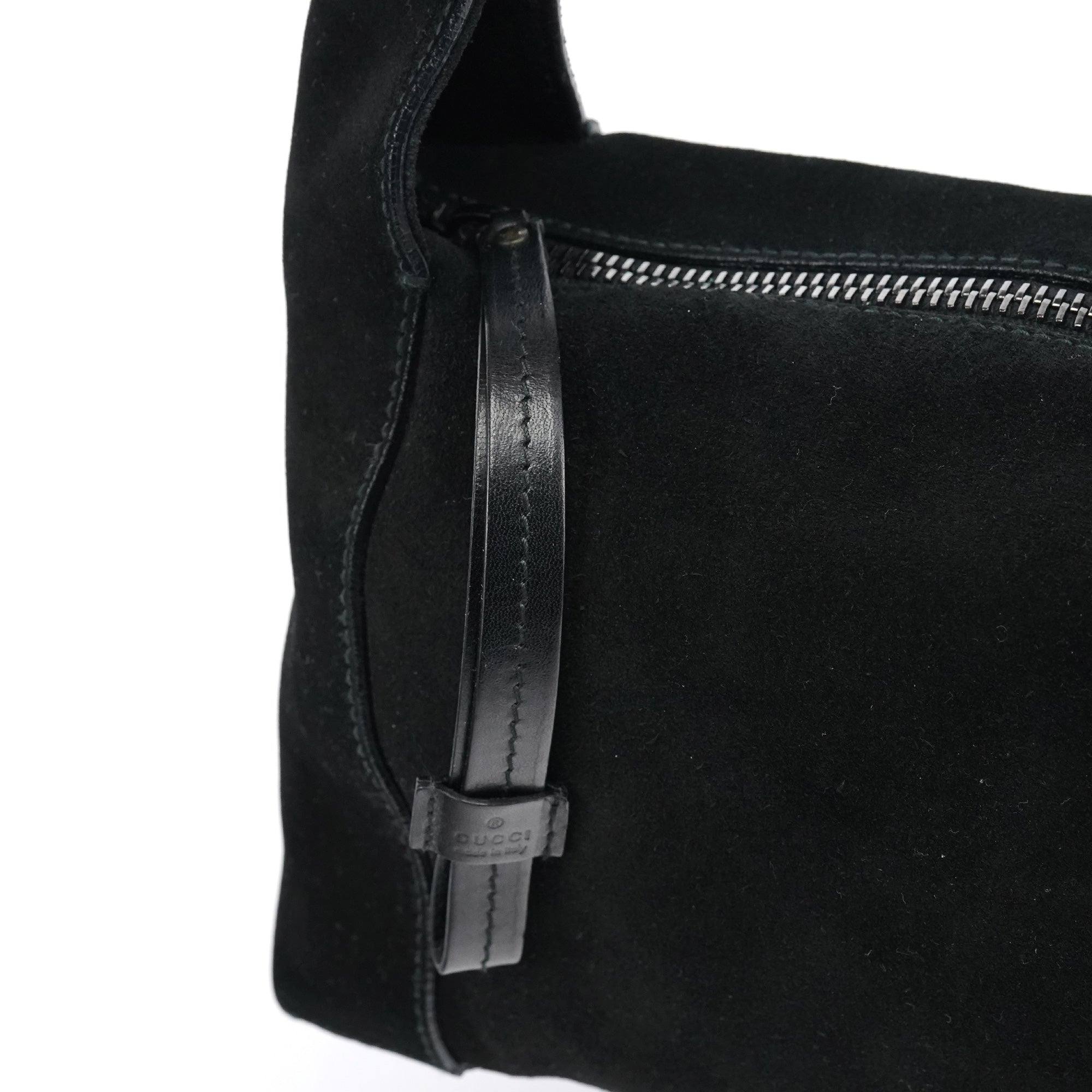 101333 Black Suede Hobo Shoulder Bag