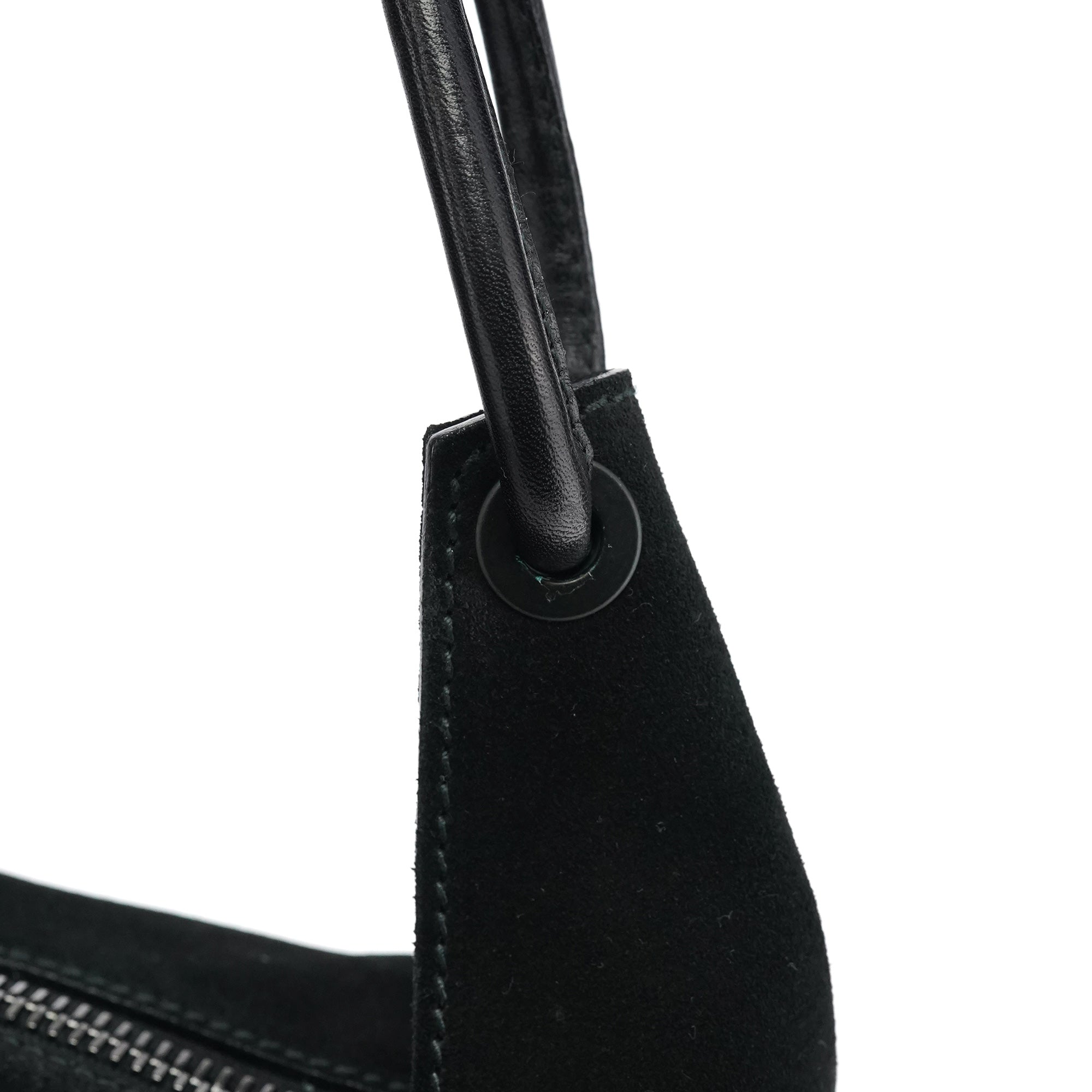 101333 Black Suede Hobo Shoulder Bag