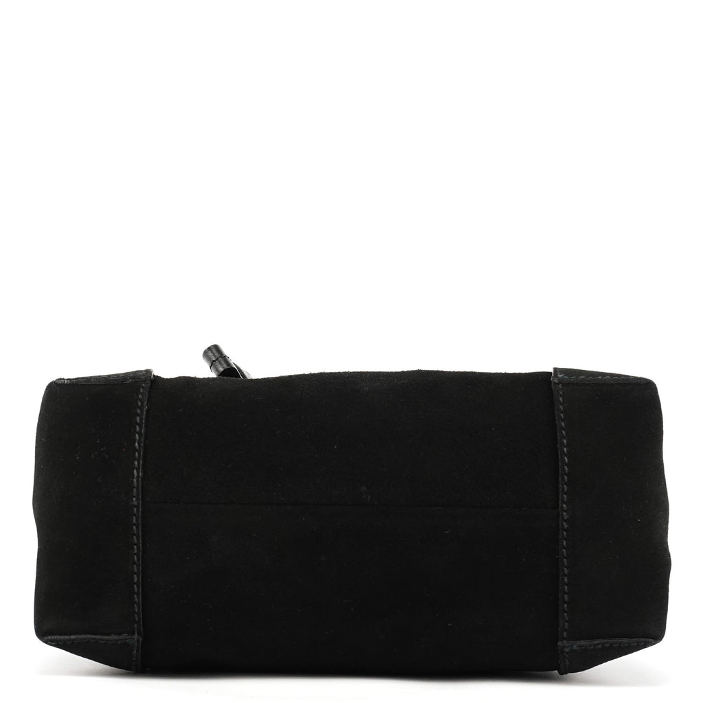101333 Black Suede Hobo Shoulder Bag