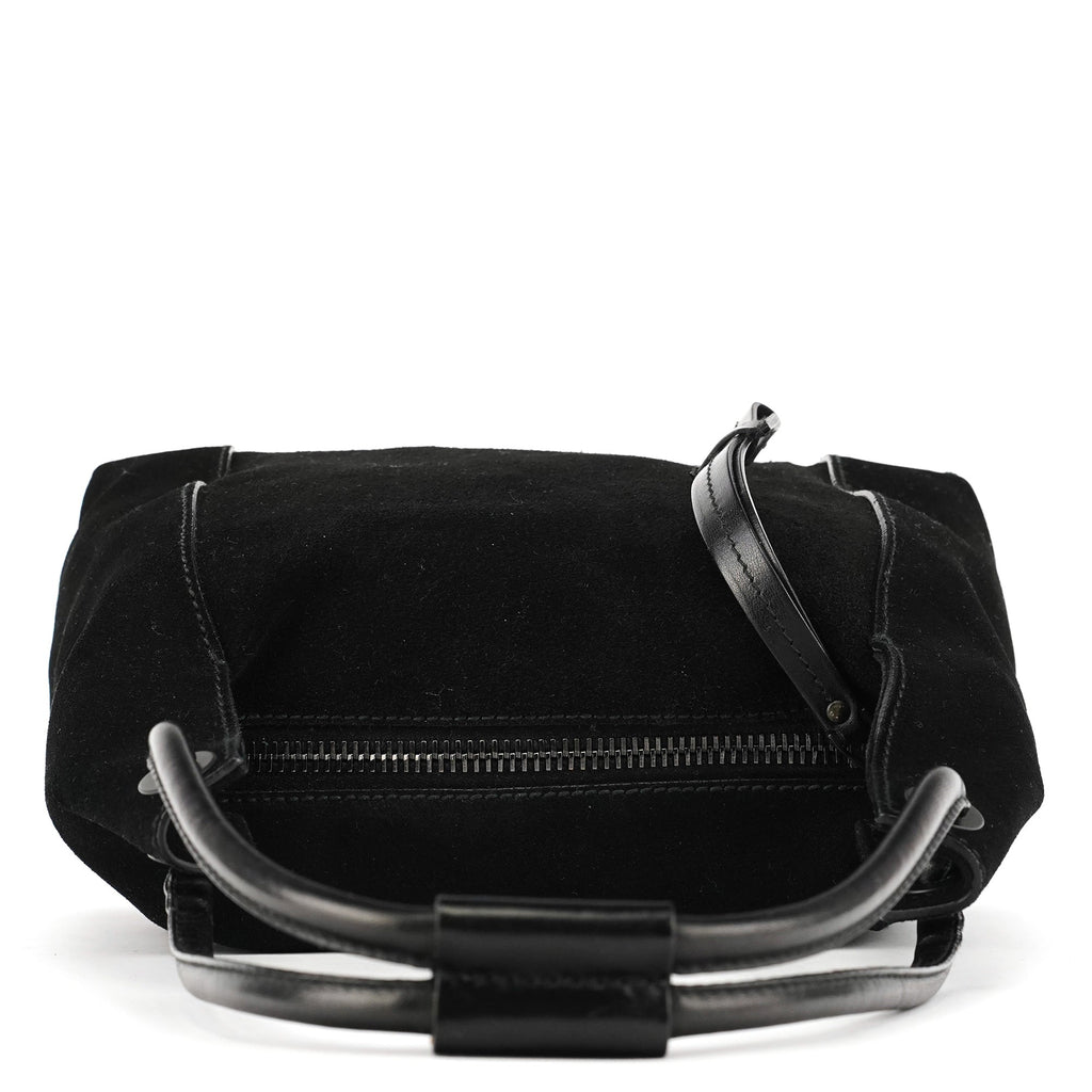 101333 Black Suede Hobo Shoulder Bag