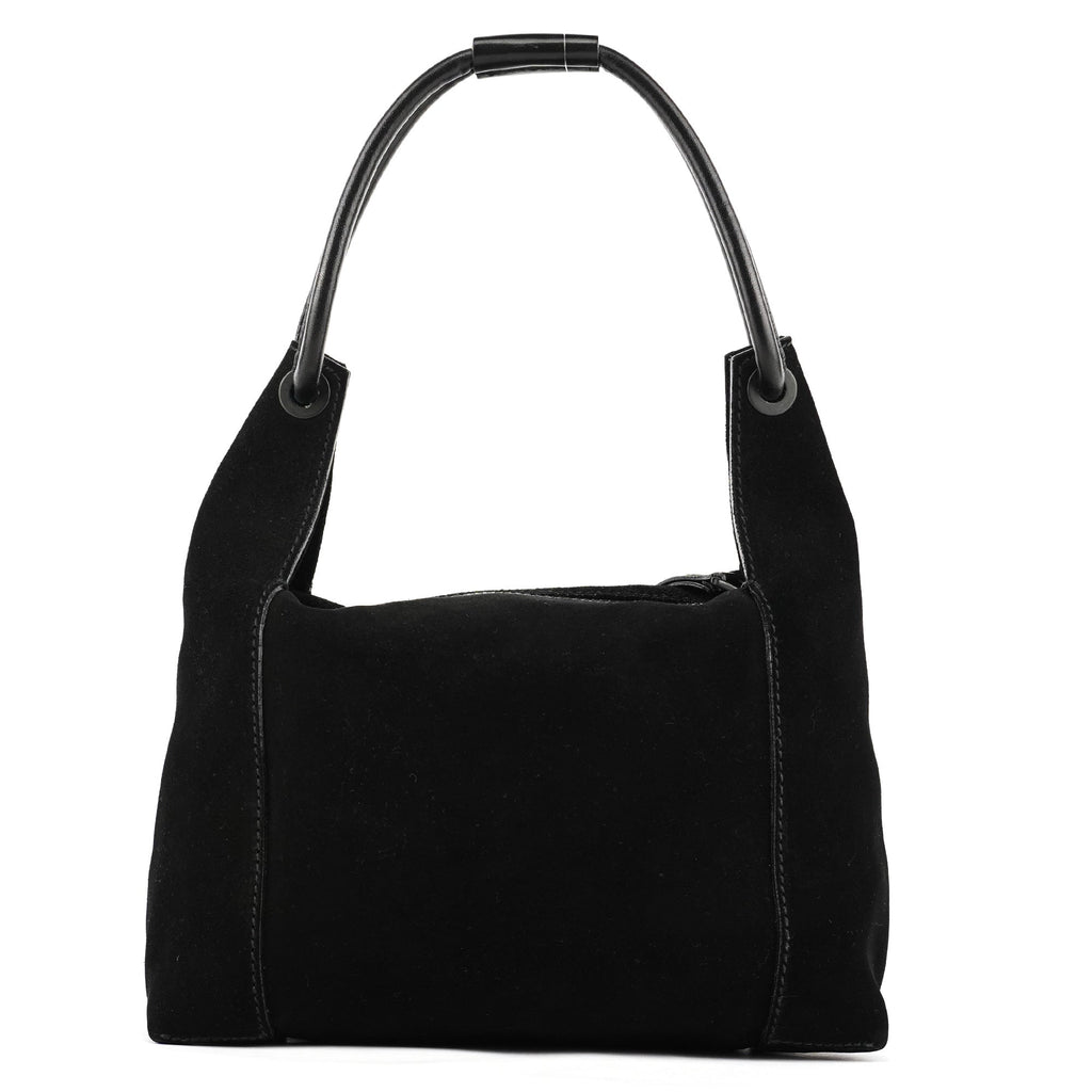 101333 Black Suede Hobo Shoulder Bag
