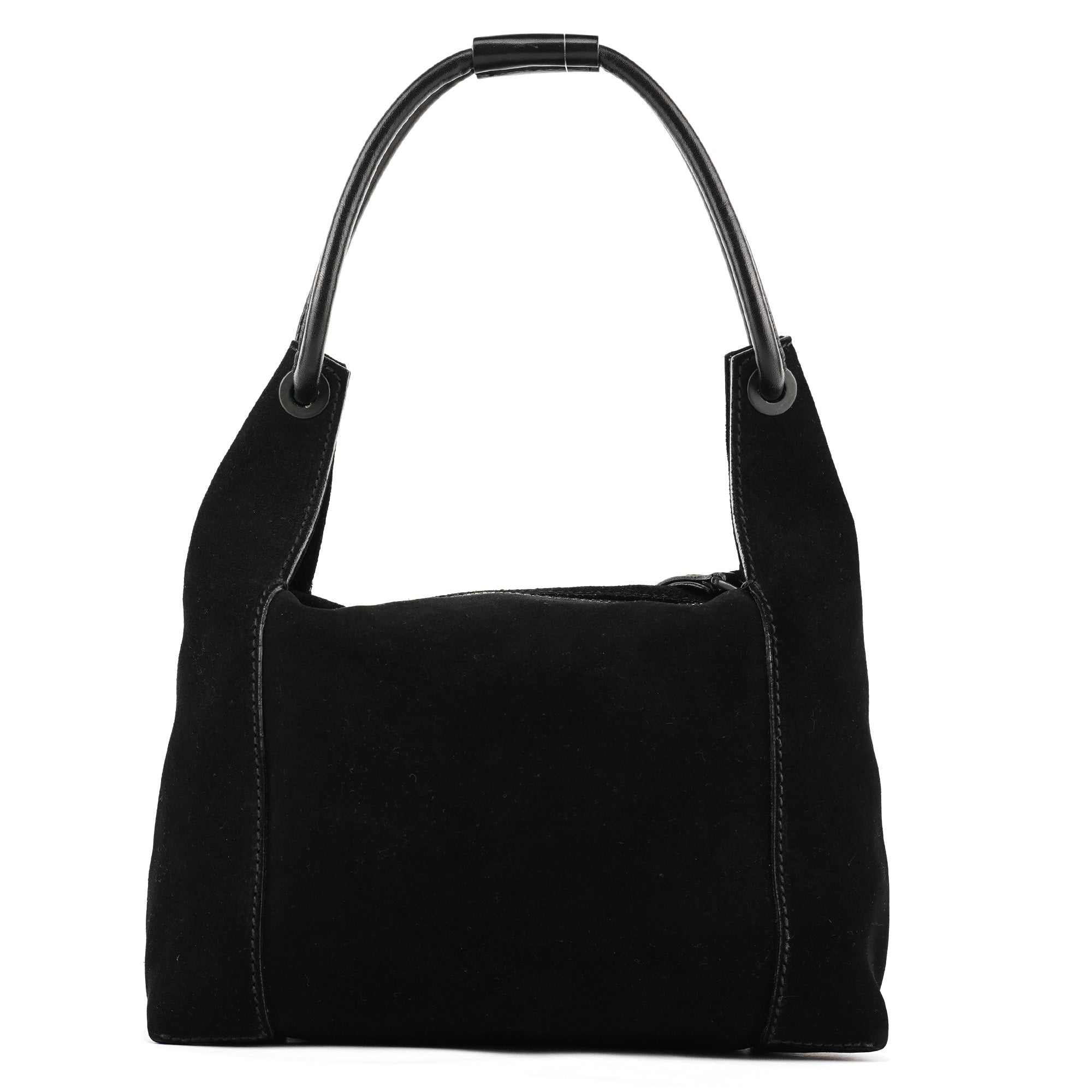 101333 Black Suede Hobo Shoulder Bag