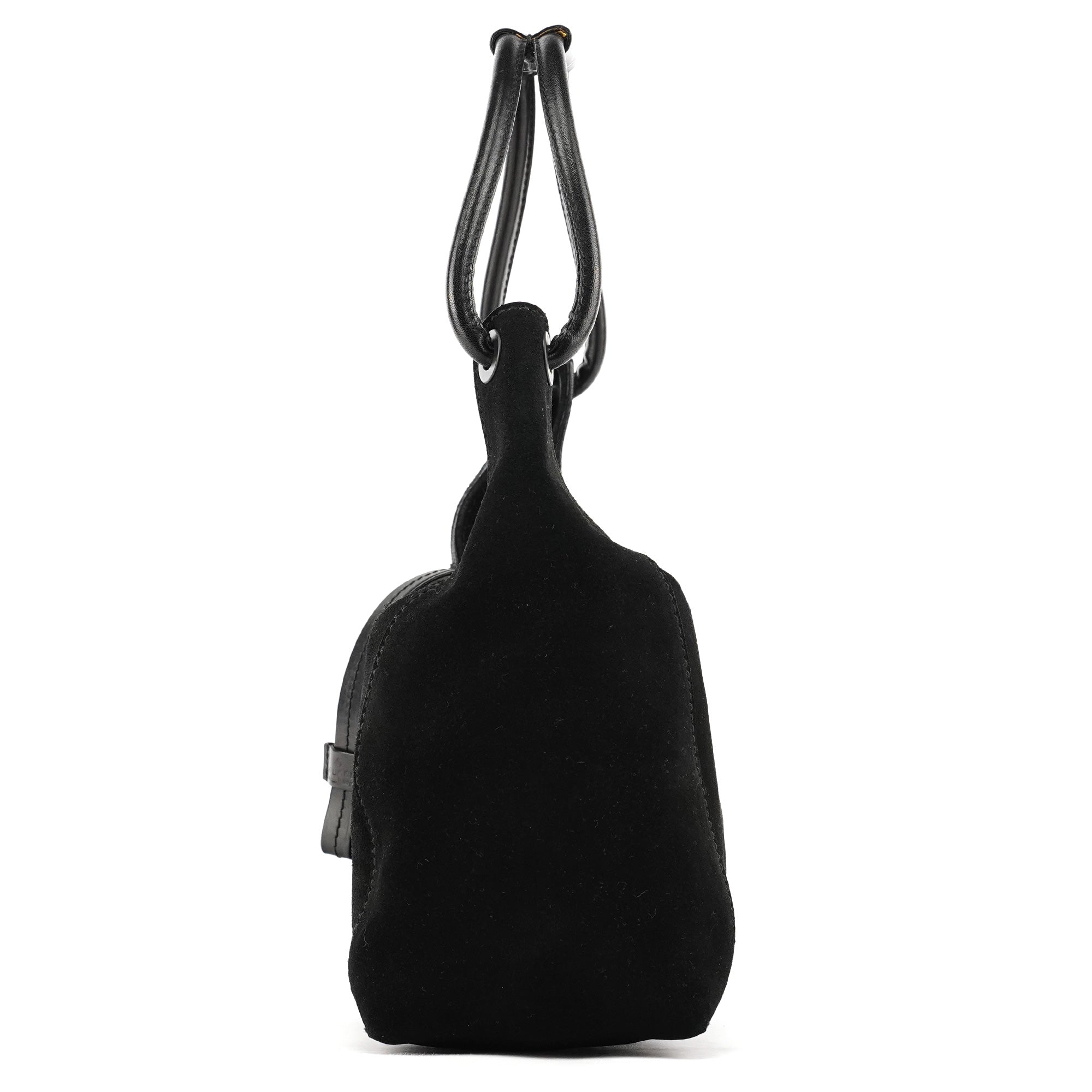 101333 Black Suede Hobo Shoulder Bag