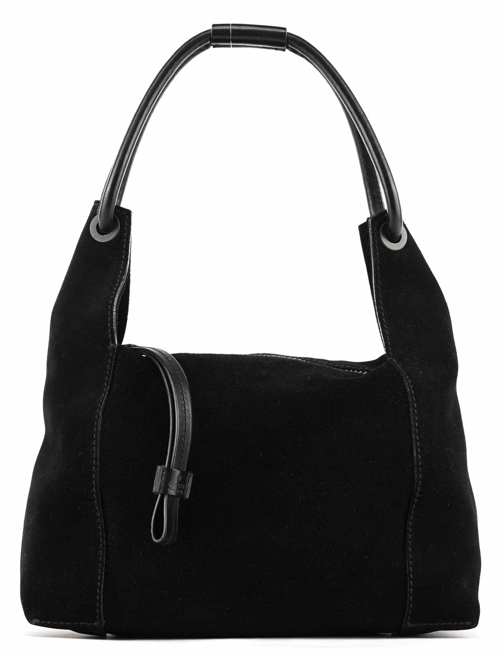 101333 Black Suede Hobo Shoulder Bag