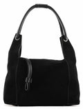 101333 Black Suede Hobo Shoulder Bag