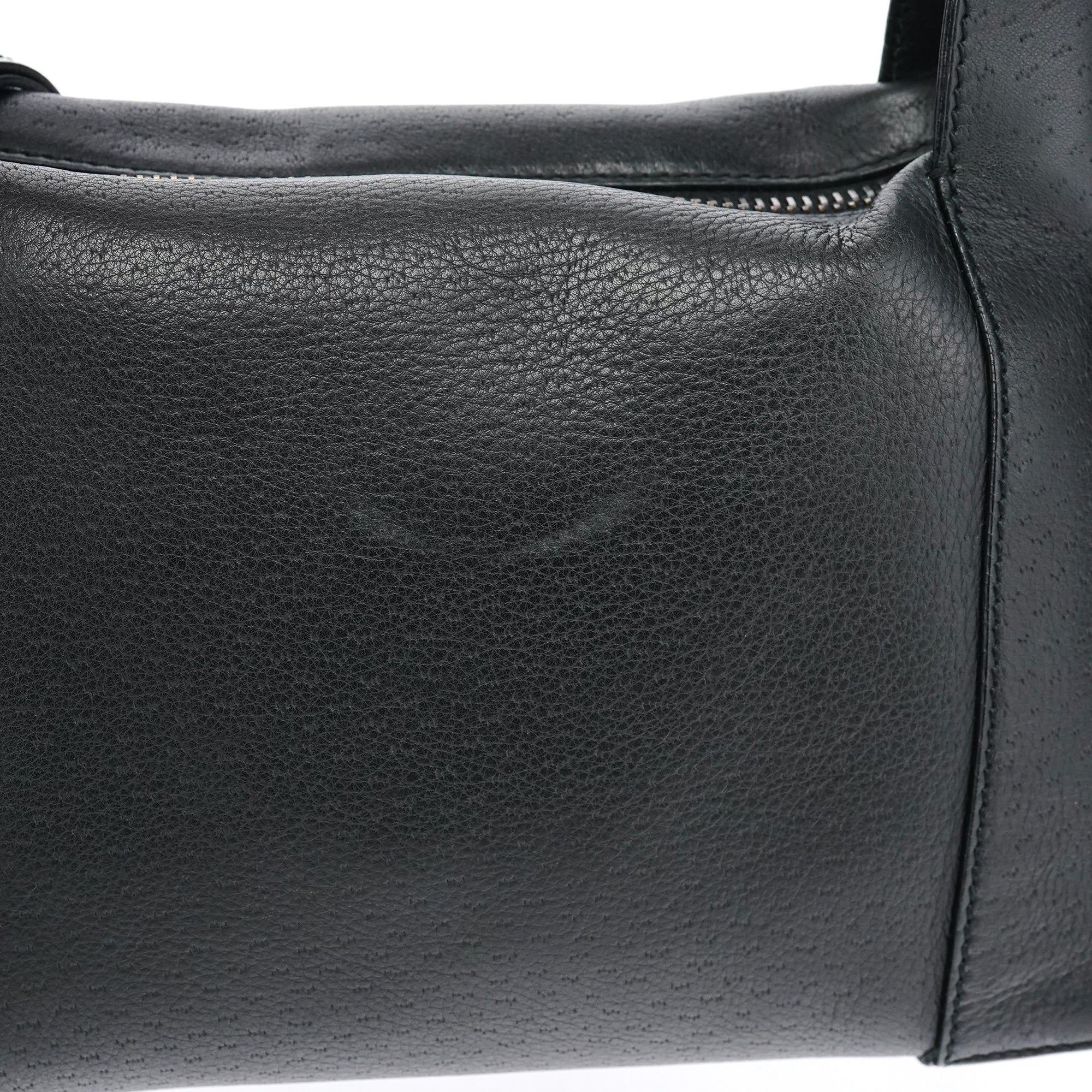 101333 Black Textured Leather Shoulder Bag
