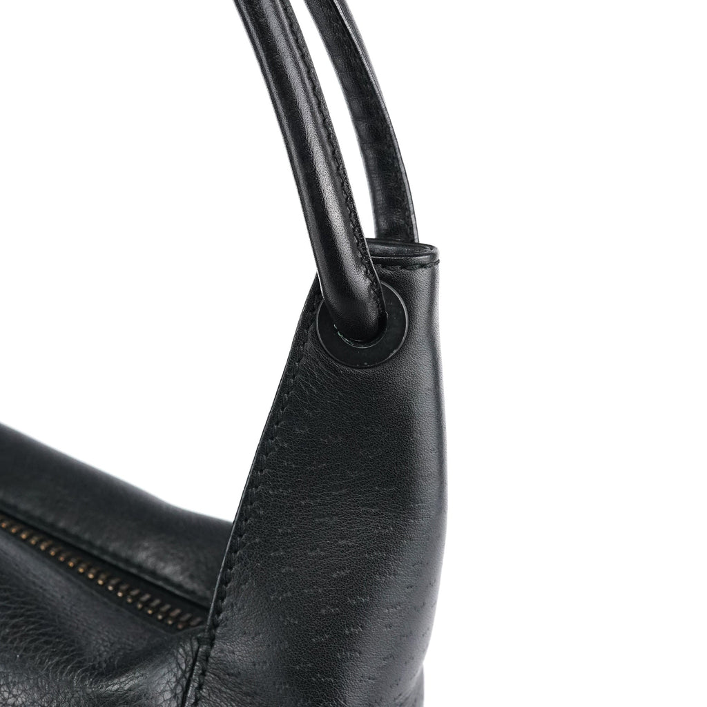 101333 Black Textured Leather Shoulder Bag