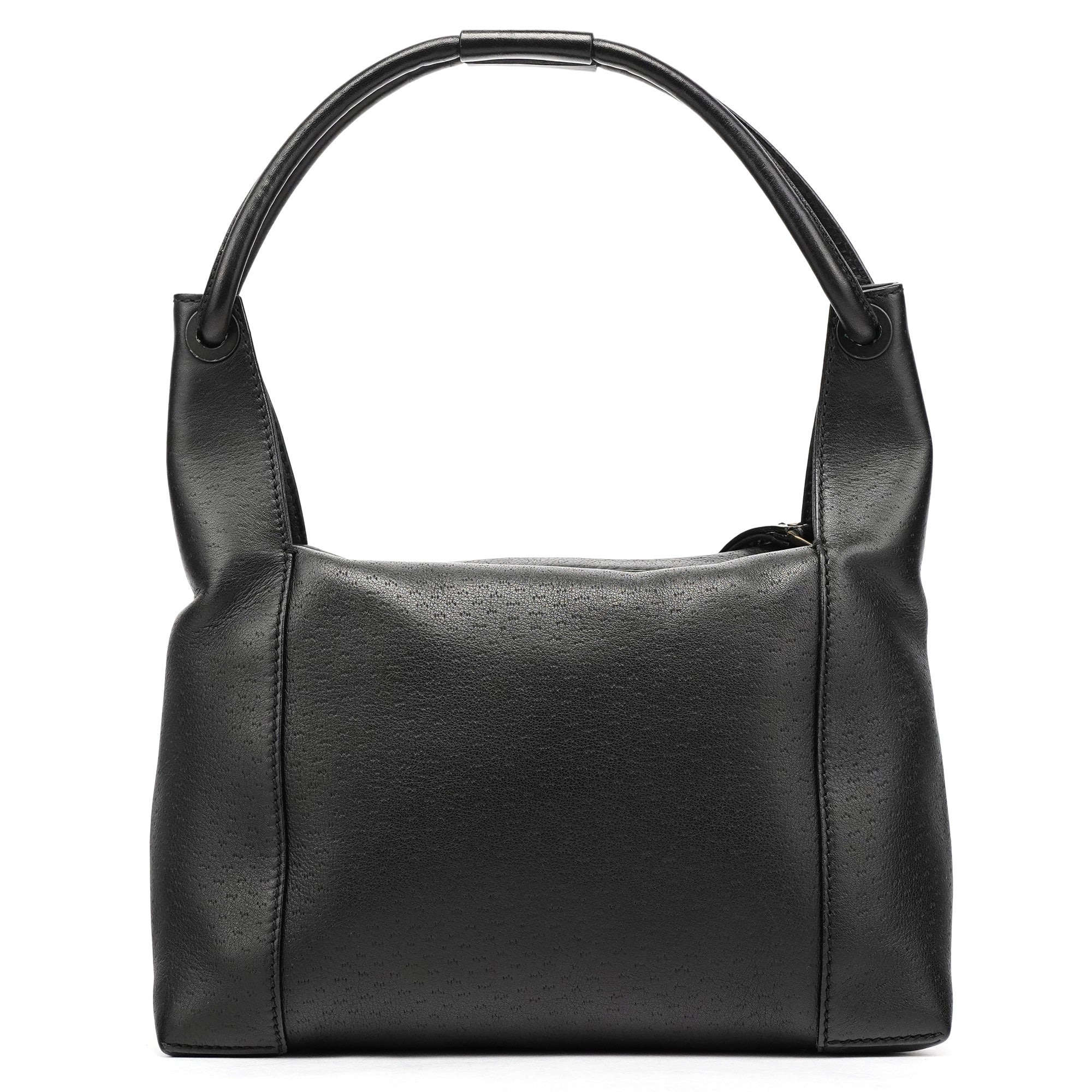 101333 Black Textured Leather Shoulder Bag