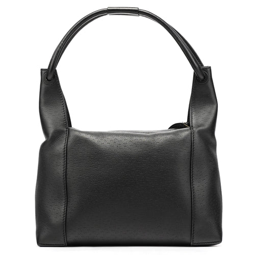 101333 Black Textured Leather Shoulder Bag