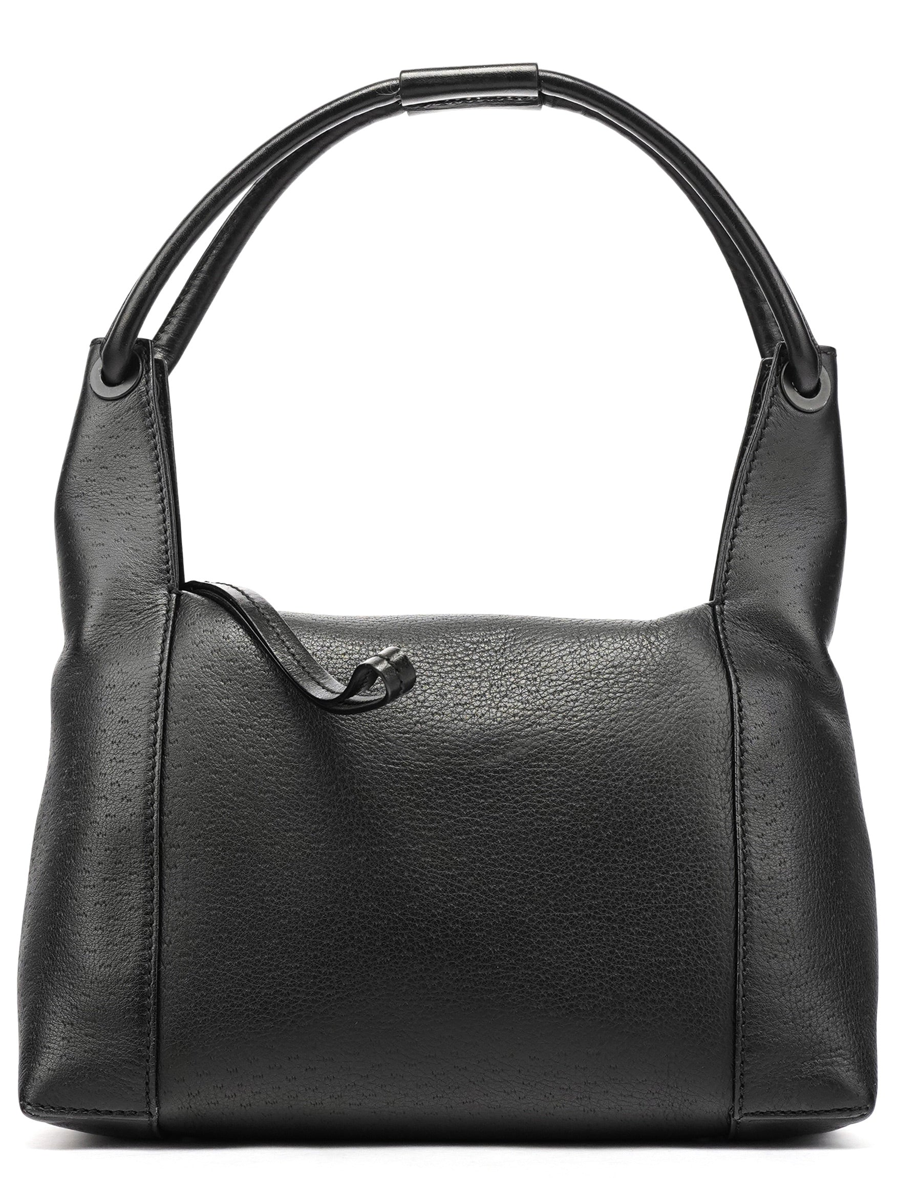 101333 Black Textured Leather Shoulder Bag