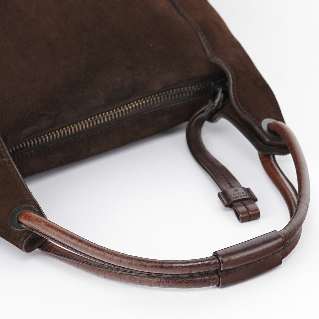 101333 Brown Suede Hobo Shoulder Bag