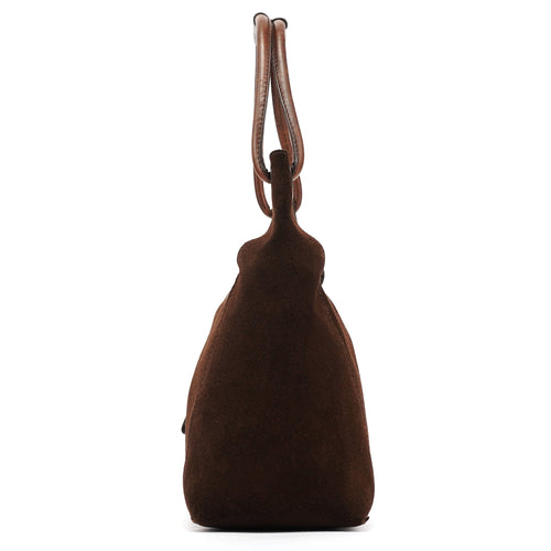 101333 Brown Suede Hobo Shoulder Bag