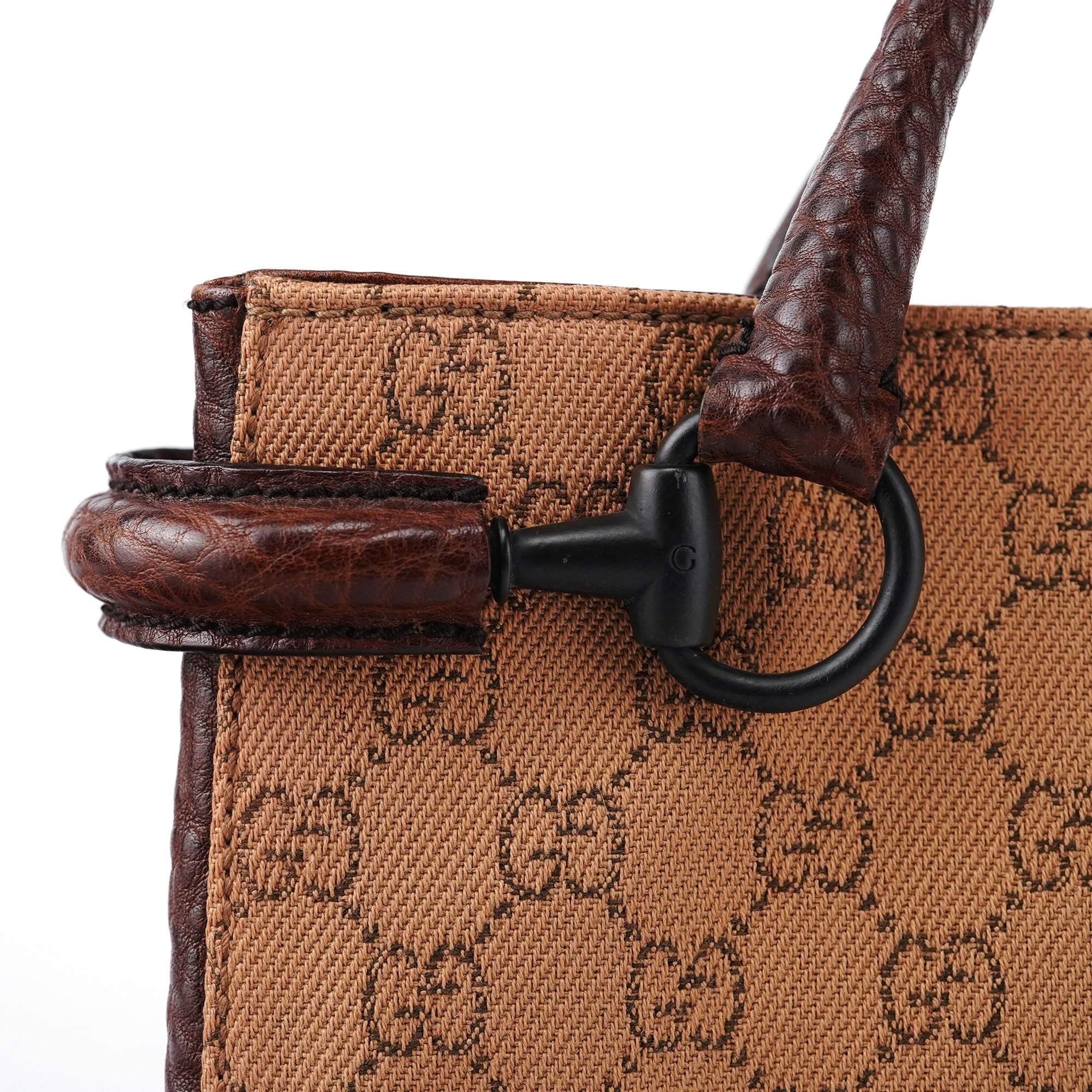 101345 Beige Brown GG Horsebit Tote Bag