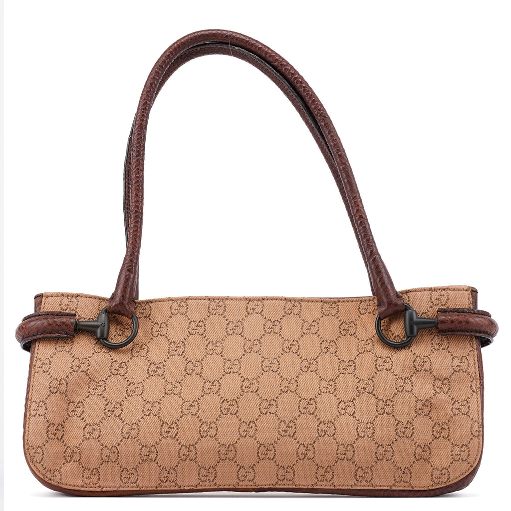 101345 Beige Brown GG Horsebit Tote Bag