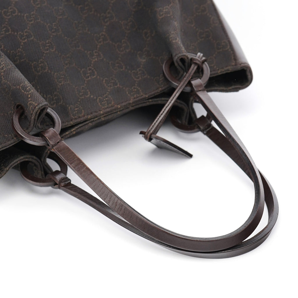 101919 Brown GG Leather Tote Bag