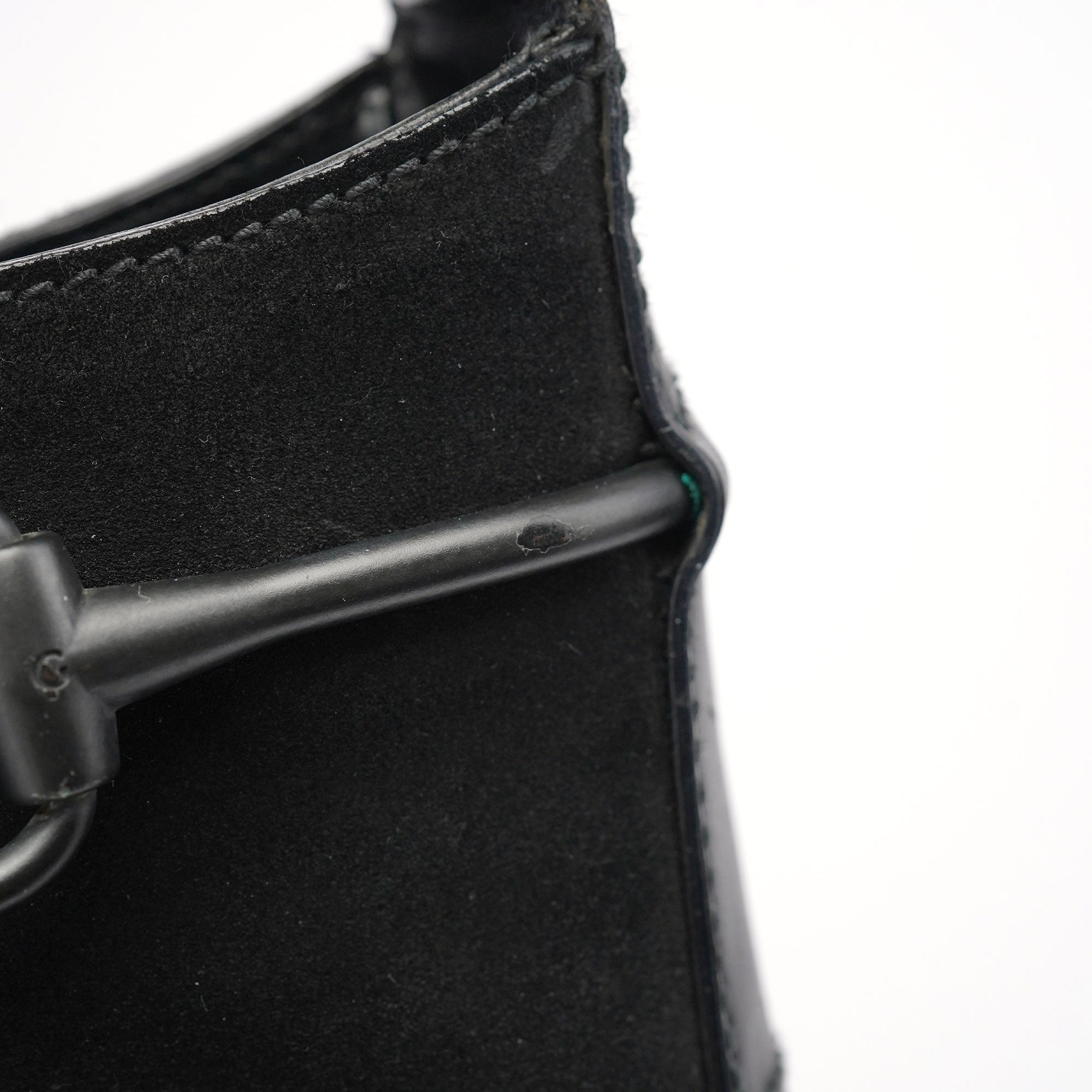 101975 Black Suede Horsebit Shoulder Bag