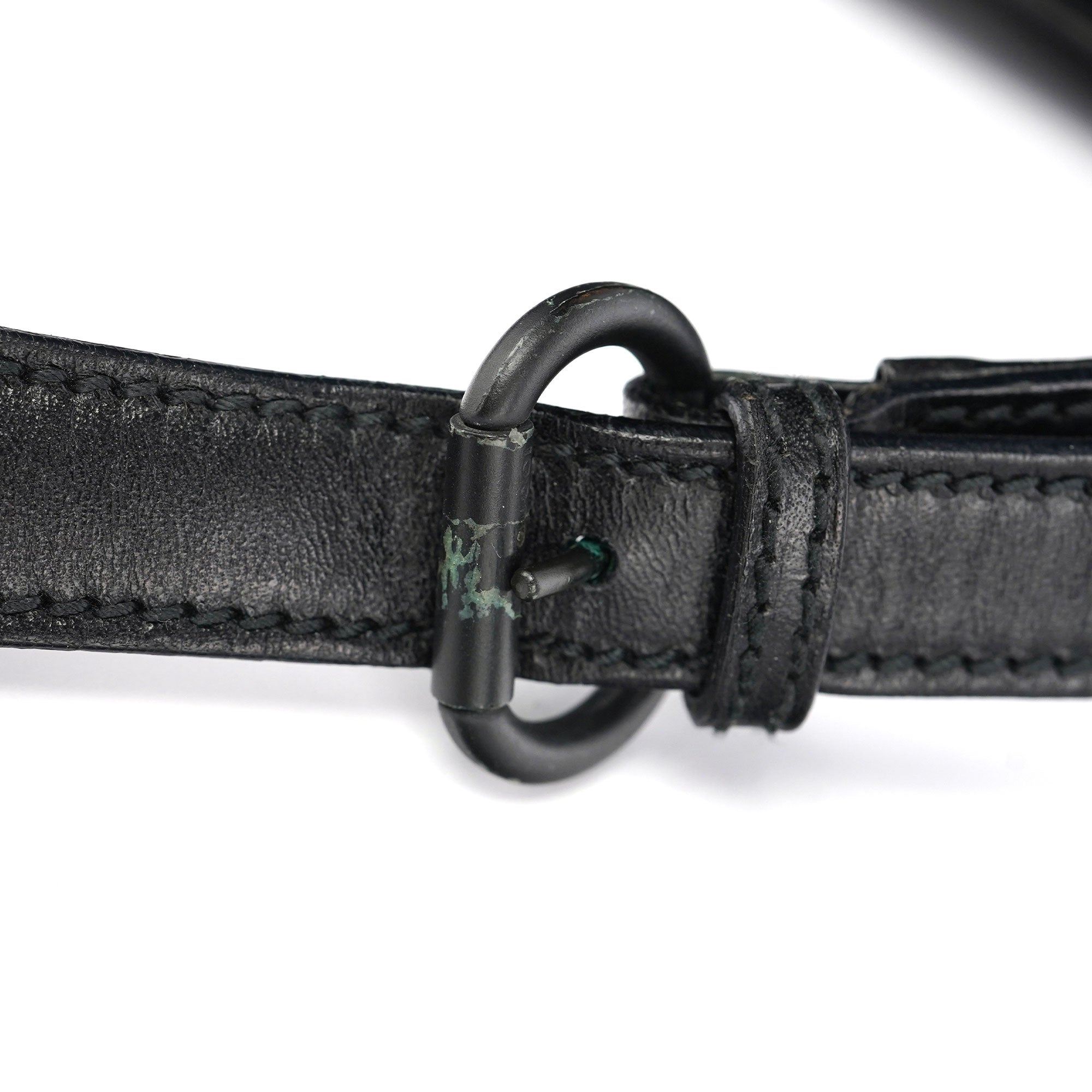 101975 Black Suede Horsebit Shoulder Bag