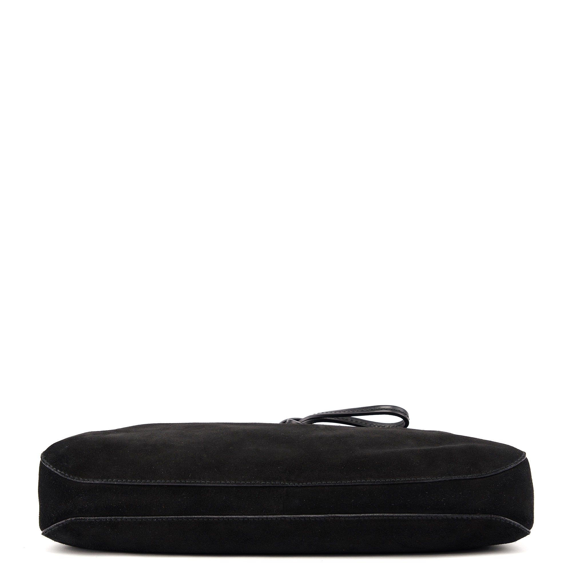 101975 Black Suede Horsebit Shoulder Bag