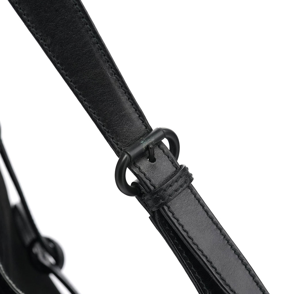 101975 Black Suede Horsebit Shoulder Bag