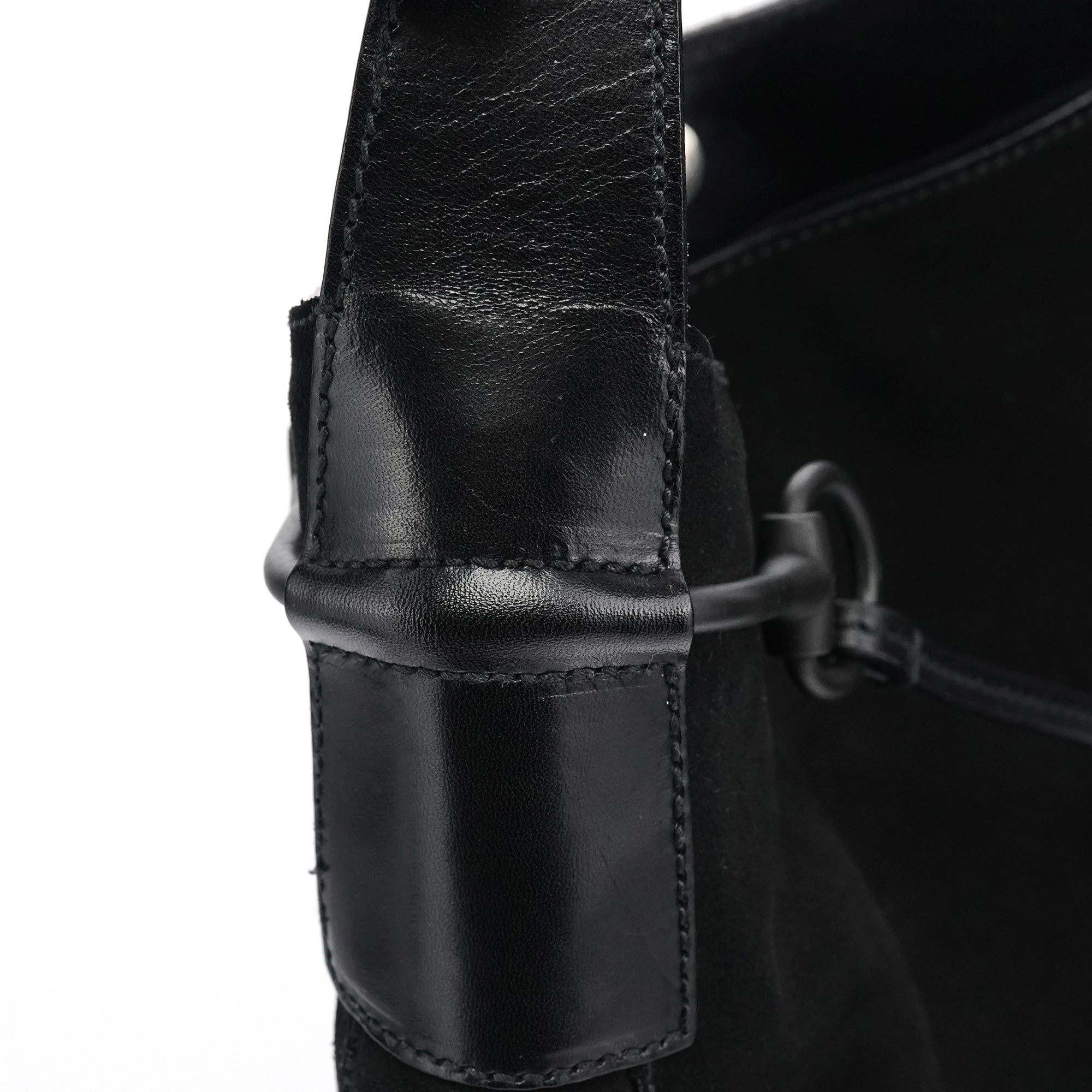 101975 Black Suede Horsebit Shoulder Bag