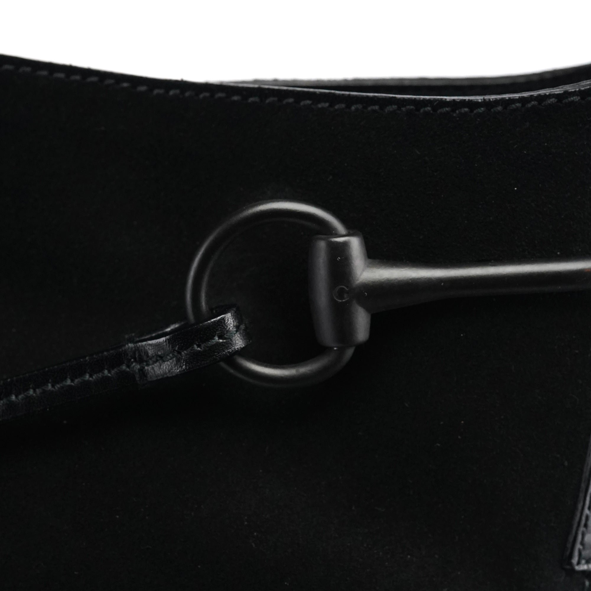 101975 Black Suede Horsebit Shoulder Bag