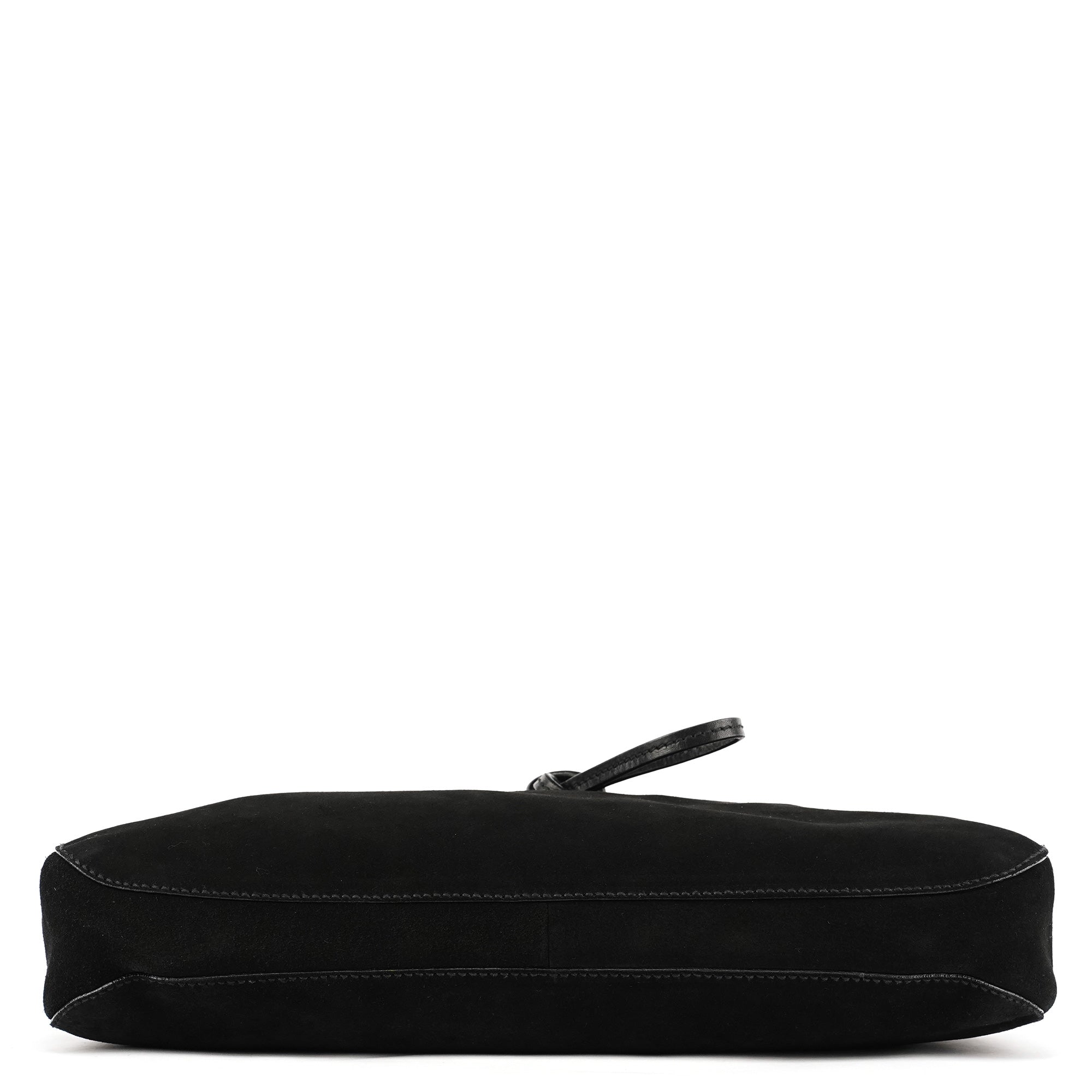 101975 Black Suede Horsebit Shoulder Bag