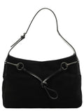 101975 Black Suede Horsebit Shoulder Bag