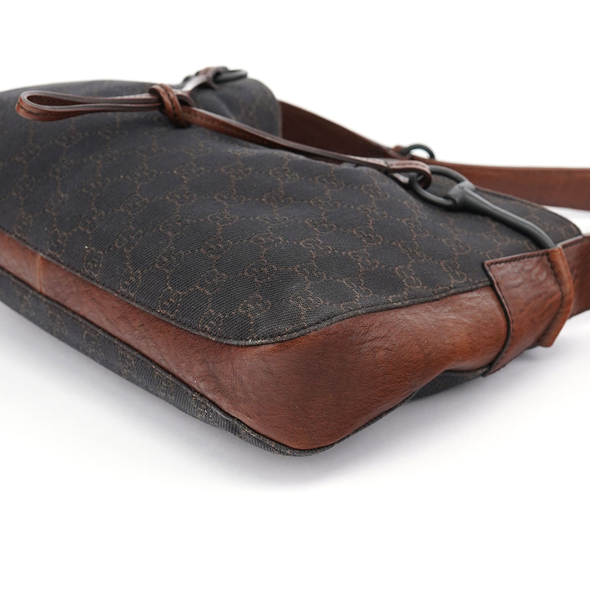 101975 Brown GG Horsebit Shoulder Bag